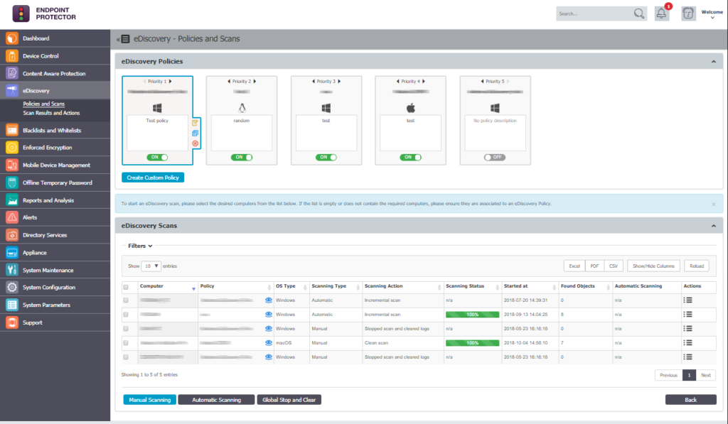 Endpoint Protector DLP Software data loss prevention software interface