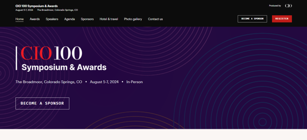 CIO 100 Symposium & Awards website screenshot
