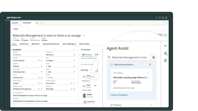 A photo of the details portion for a ticket created in ServiceNow.
