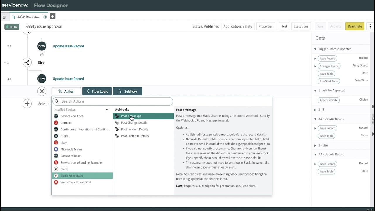 ITSM tool ServiceNow's integration hub