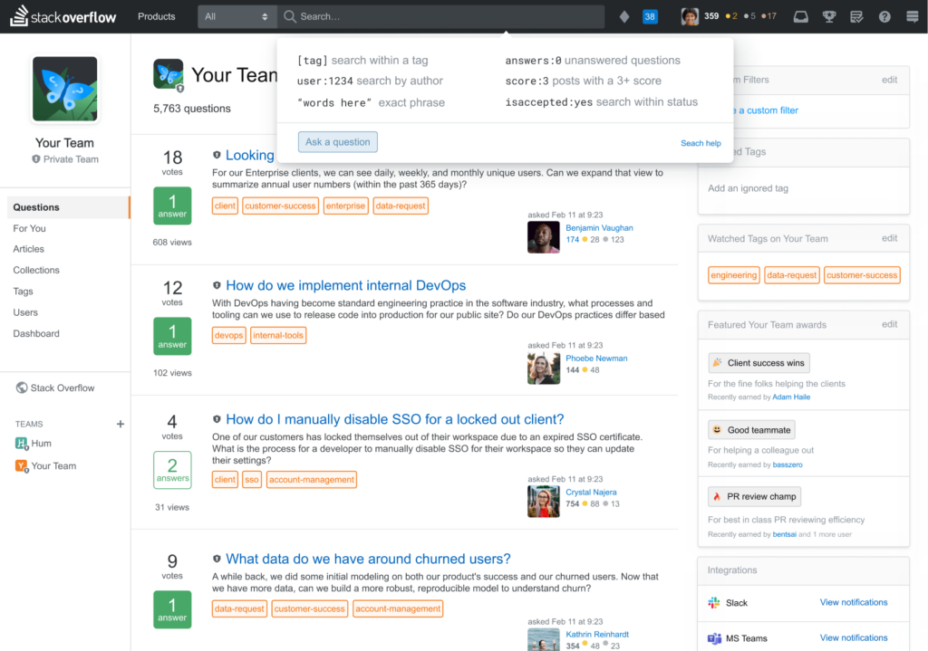 User interface of Stack Overflow code collaboration tool