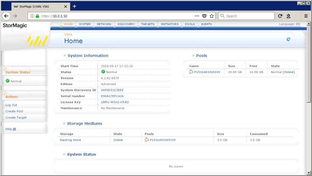 StorMagic storage virtualization interface