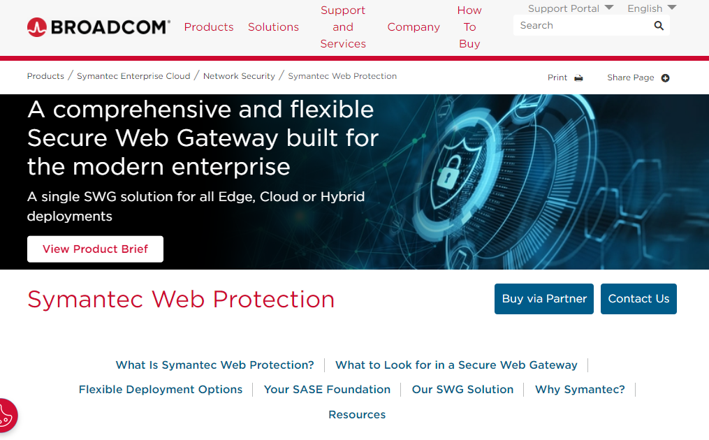 A photo of the website for the tool Symantec Network Security.