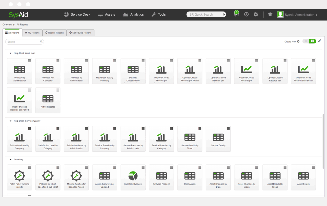 ITSM tool SysAid offers pre-made reports