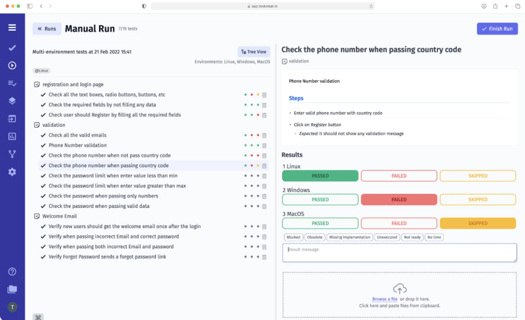 testomat.io manual run overview