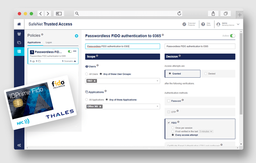 Thales SafeNet Trusted Access policies screenshot