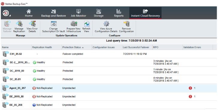 A photo focused on the instant cloud recovery feature of Veritas Backup Exec.