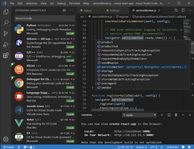 Visual Studio's interface