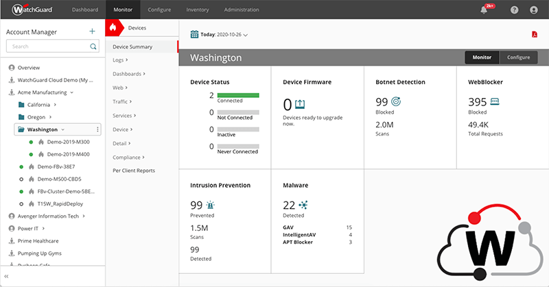 WatchGuard unified threat management software Washington sample view