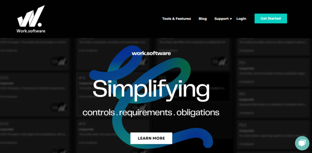Work.software homepage view