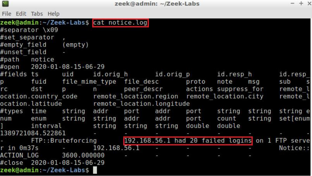 A photo of the traffic analysis feature of Zeek.