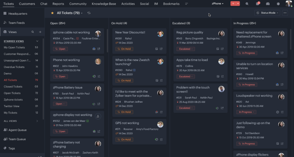 Zoho Desk Issue Tracking Software