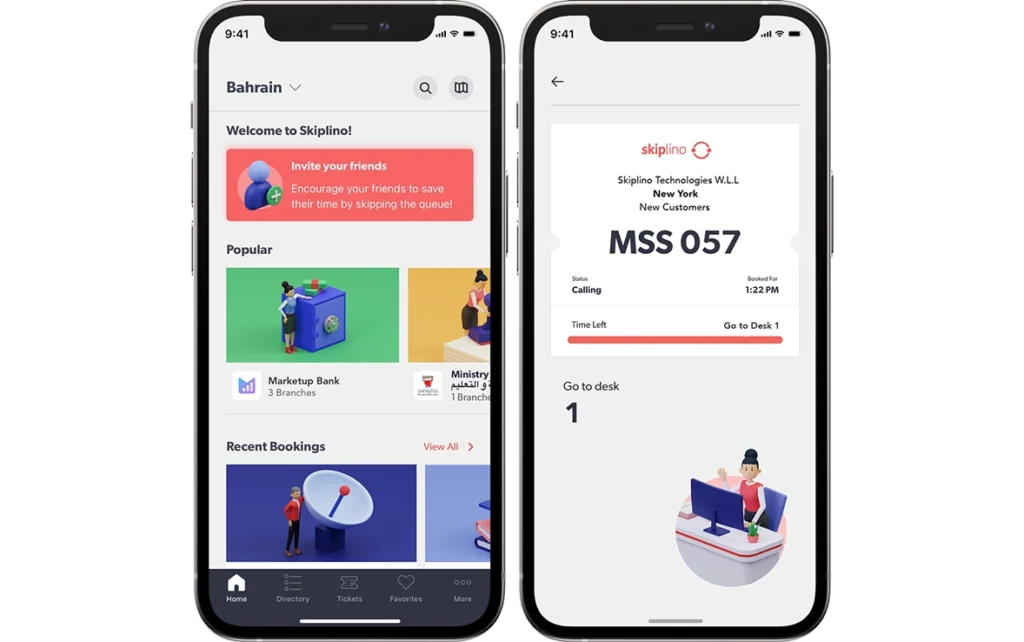 Skiplino queue management system interface