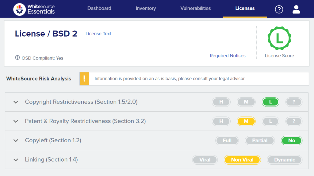 Mend SCA risk analysis feature